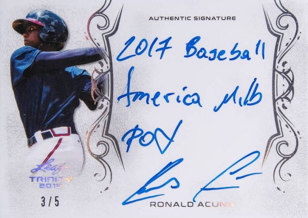 2018 Leaf Trinity Signatures Ronald Acuna #A-RA1 Baseball Card