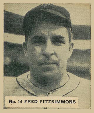 1936 Goudey World Wide Gum Fred Fitzsimmons #14 Baseball Card