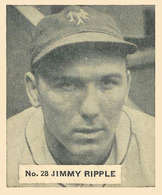 1936 Goudey World Wide Gum Jimmy Ripple #28 Baseball Card