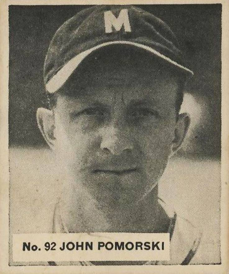 1936 Goudey World Wide Gum John Pomorski #92 Baseball Card