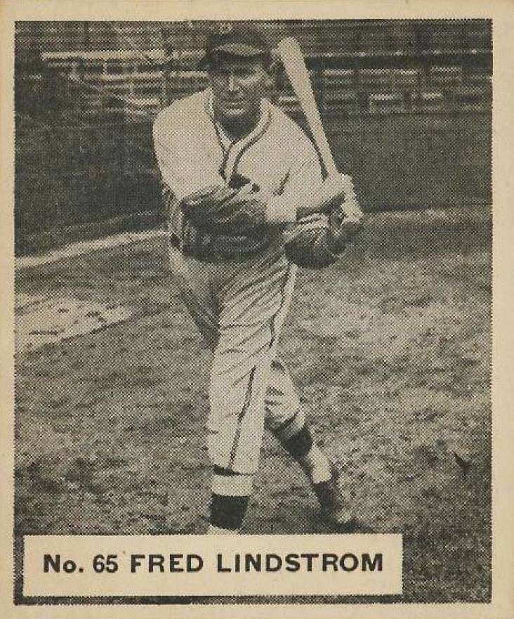 1936 Goudey World Wide Gum Fred Lindstrom #65 Baseball Card