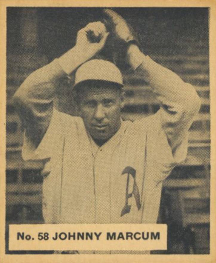 1936 Goudey World Wide Gum Johnny Marcum #58 Baseball Card