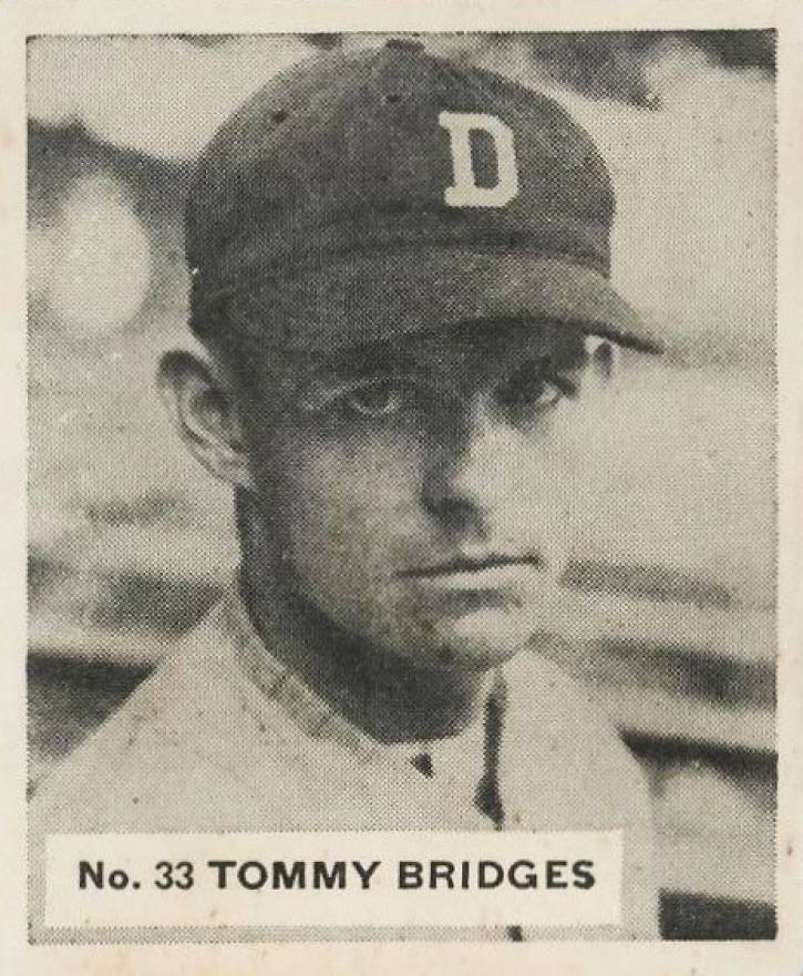 1936 Goudey World Wide Gum Tommy Bridges #33 Baseball Card