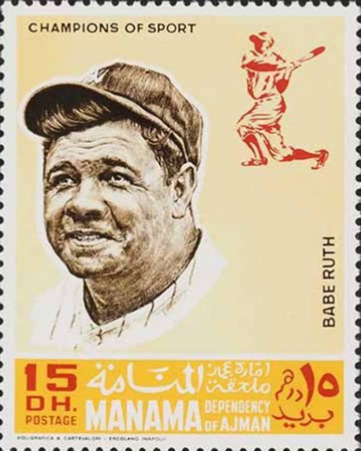 1969 Ajman Stamps Babe Ruth #15DH Baseball Card