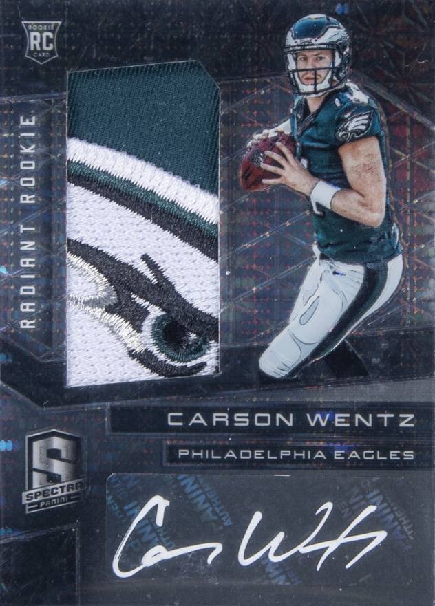 2016 Panini Spectra Radiant Rookie Patch Signatures Carson Wentz #CW Football Card