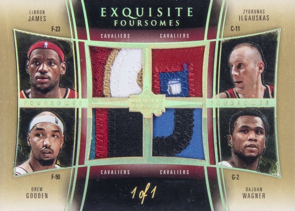 2004 UD Exquisite Collection Foursomes Patches LeBron James/Drew Gooden/Zydrunas Ilgauskas/Dajuan Wagner #JDIW Basketball Card