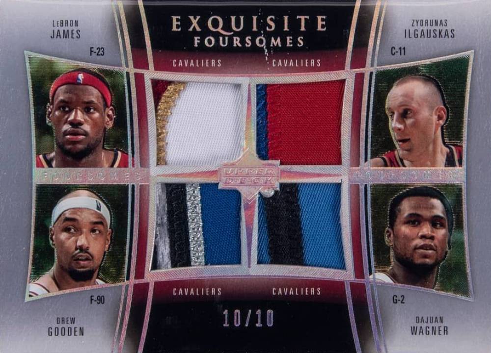 2004 UD Exquisite Collection Foursomes Patches LeBron James/Drew Gooden/Zydrunas Ilgauskas/Dajuan Wagner #JDIW Basketball Card