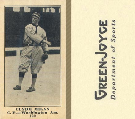1916 Green-Joyce Clyde Milan #120 Baseball Card