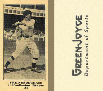1916 Green-Joyce Fred Snodgrass #166 Baseball Card