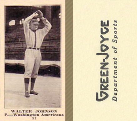 1916 Green-Joyce Walter Johnson #91 Baseball Card