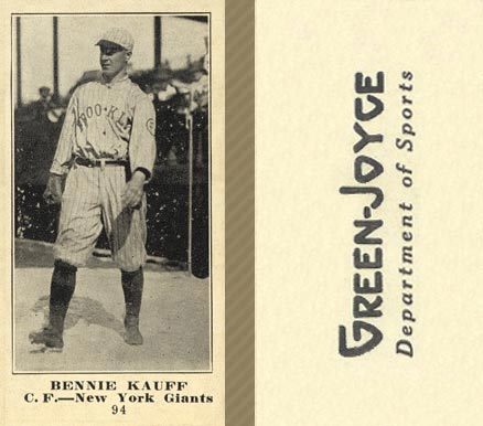 1916 Green-Joyce Bennie Kauff #94 Baseball Card