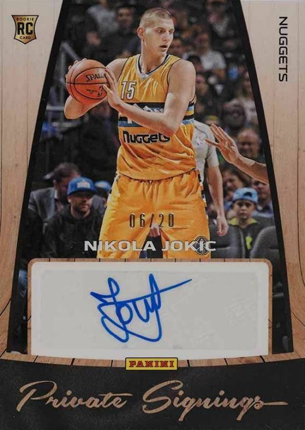 Nikola Jokic Denver Nuggets Autographed 2020-21 Panini Select Gold Relic  #AM-NJK #1/10 Card