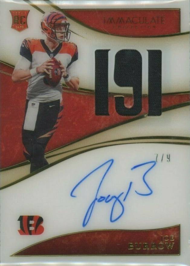 2020 Panini Immaculate Collection Immaculate Numbers Rookie Patch Autographs Joe Burrow #INJBU Football Card