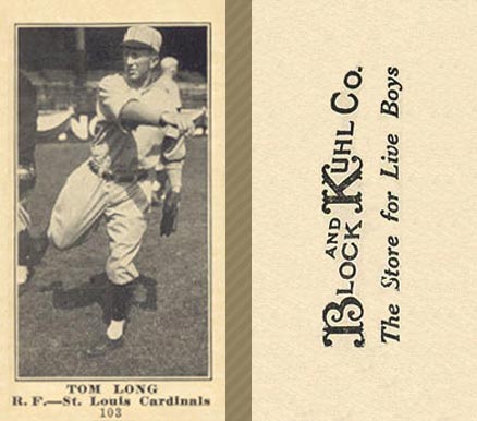 1916 Block & Kuhl (1916) Tom Long #103 Baseball Card