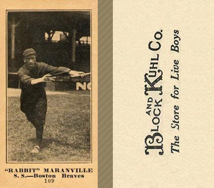 1916 Block & Kuhl (1916) Rabbit Maranville #109 Baseball Card