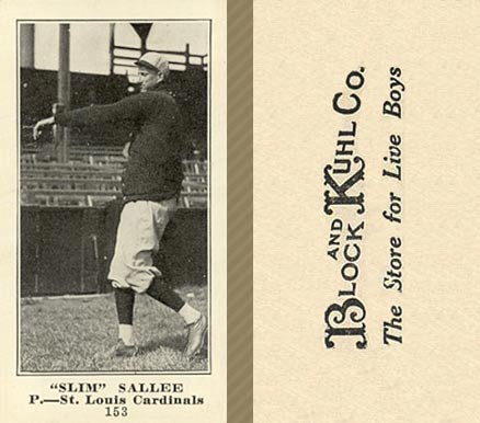 1916 Block & Kuhl (1916) Slim Sallee #153 Baseball Card