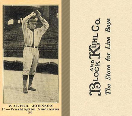 1916 Block & Kuhl (1916) Walter Johnson #90 Baseball Card