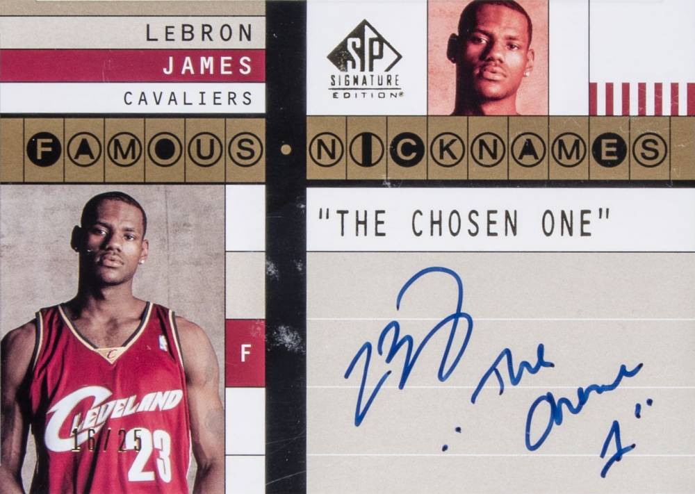 2003 SP Signature Famous Nicknames Autograph LeBron James #FN-LJ3 Basketball Card