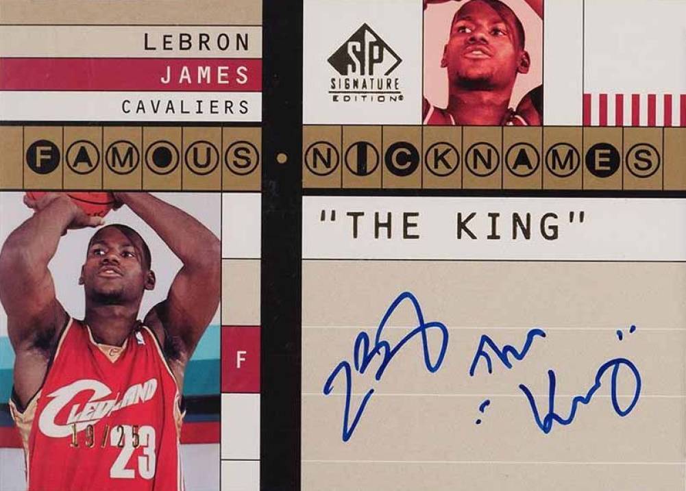 2003 SP Signature Famous Nicknames Autograph LeBron James #FN-LJ1 Basketball Card