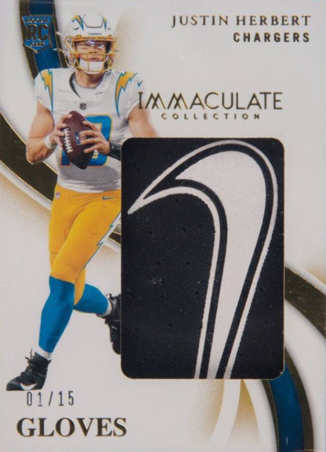2020 Panini Immaculate Collection Immaculate Gloves Brand Logo  Justin Herbert #IH3 Football Card