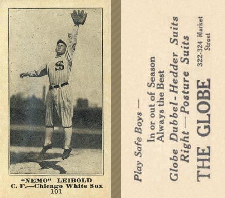 1916 The Globe Clothing Nemo Leibold #101 Baseball Card