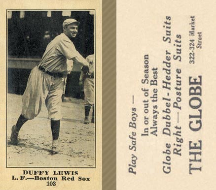 1916 The Globe Clothing Duffy Lewis #103 Baseball Card