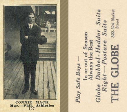 1916 The Globe Clothing Connie Mack #107 Baseball Card