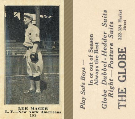 1916 The Globe Clothing Lee Magee #108 Baseball Card