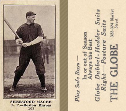 1916 The Globe Clothing Sherwood Magee #109 Baseball Card