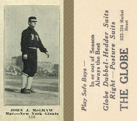 1916 Globe Clothing Store John J. McGraw #116 Baseball Card
