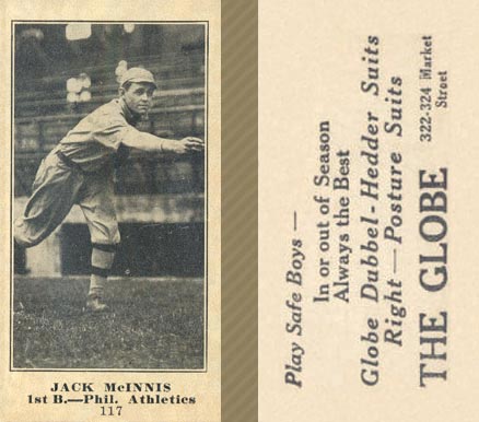 1916 The Globe Clothing Jack McInnis #117 Baseball Card