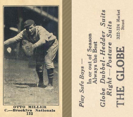 1916 The Globe Clothing Otto Miller #122 Baseball Card