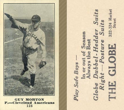 1916 The Globe Clothing Guy Morton #128 Baseball Card