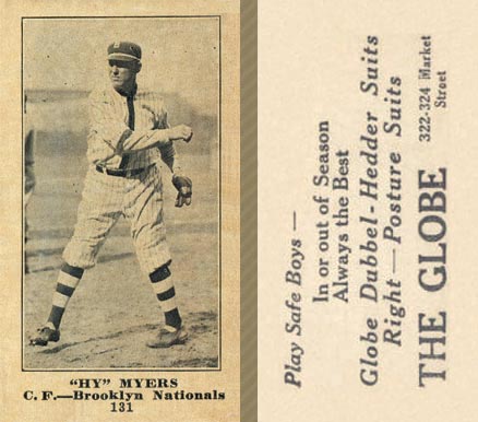 1916 The Globe Clothing Hy Myers #131 Baseball Card