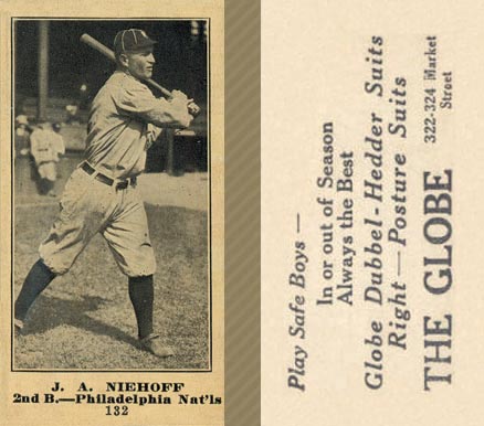 1916 The Globe Clothing J. A. Niehoff #132 Baseball Card