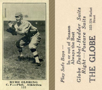 1916 The Globe Clothing Rube Oldring #133 Baseball Card