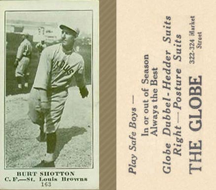 1916 The Globe Clothing Burt Shotton #163 Baseball Card