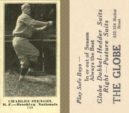1916 The Globe Clothing Charles Stengel #169 Baseball Card