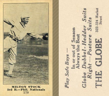 1916 The Globe Clothing Milton Stock #170 Baseball Card