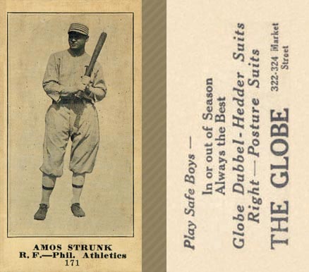 1916 The Globe Clothing Amos Strunk #171 Baseball Card