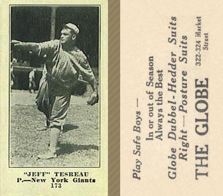1916 The Globe Clothing Jeff Tesreau #173 Baseball Card