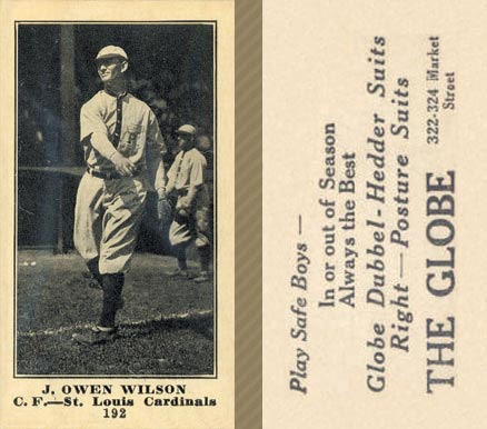 1916 The Globe Clothing J. Owen Wilson #192 Baseball Card