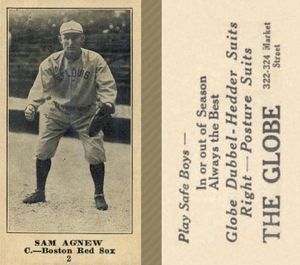 1916 The Globe Clothing Sam Agnew #2 Baseball Card