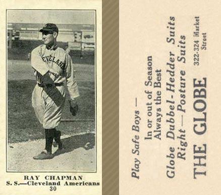 1916 The Globe Clothing Ray Chapman #30 Baseball Card