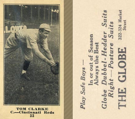 1916 The Globe Clothing Tom Clarke #33 Baseball Card
