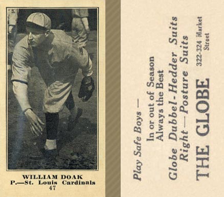 1916 The Globe Clothing William Doak #47 Baseball Card