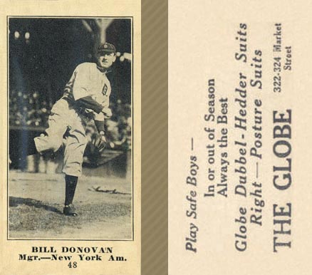 1916 The Globe Clothing Bill Donovan #48 Baseball Card