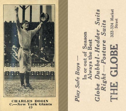 1916 The Globe Clothing Charles Dooin #49 Baseball Card