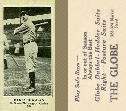 1916 The Globe Clothing Mike Doolan #50 Baseball Card