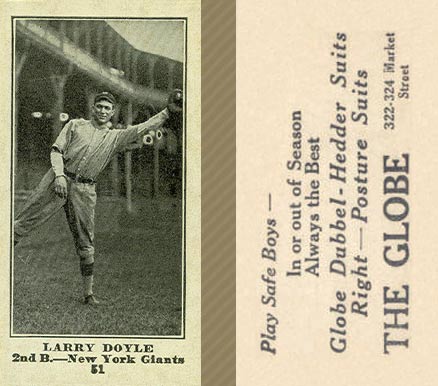 1916 The Globe Clothing Larry Doyle #51 Baseball Card